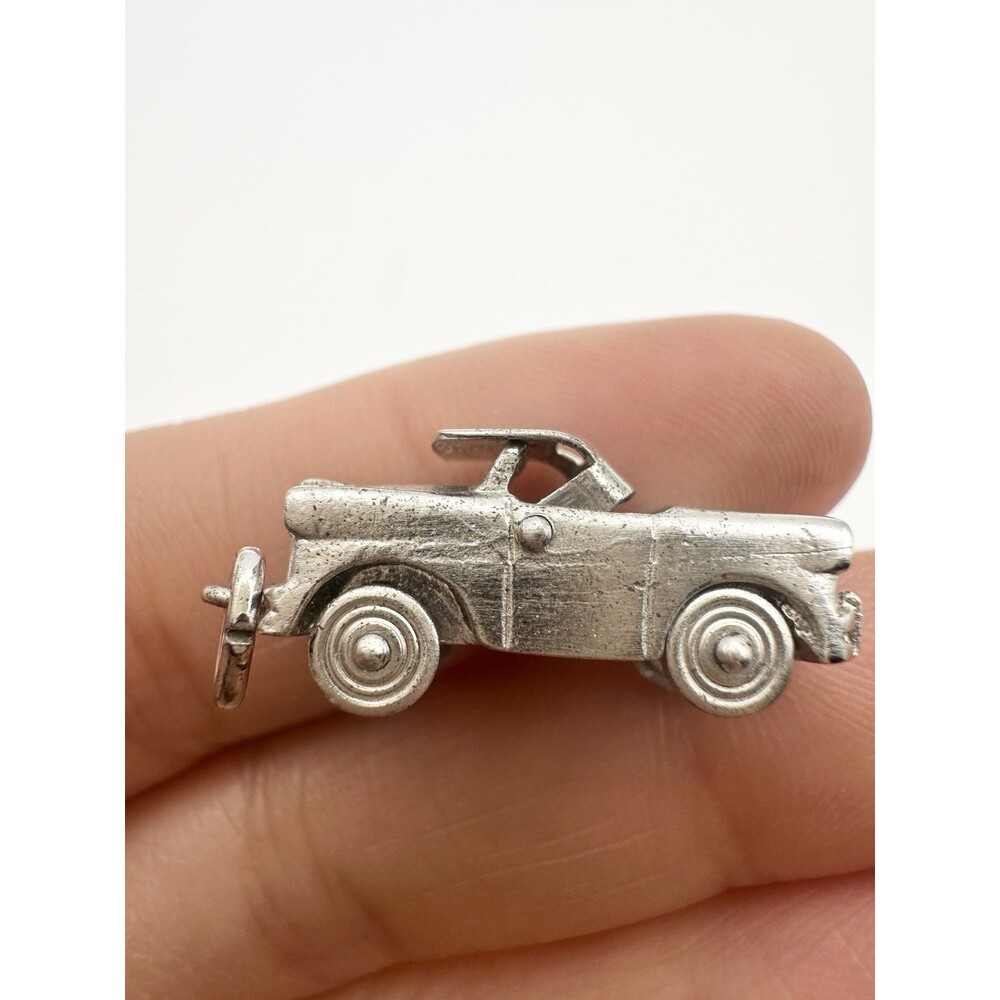 Vintage WELLS Sterling Silver CONVERTIBLE CAR Charm Roof Retracts Wheels Move